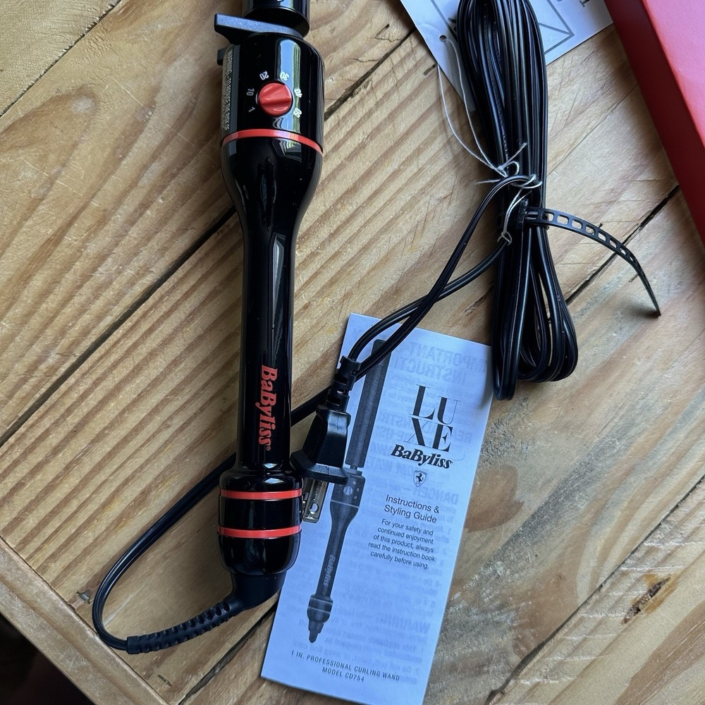 BaByliss Luxe 1 Red Ferrari Curling Wand Smooth Titanium Ceramic Coated Barrel - Picture 10 of 13